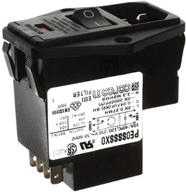 6609104-7, Filtered IEC Power Entry Module, IEC C14, General Purpose, 10 А, 250 В AC, 2-Полюсный выключатель