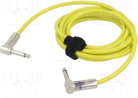 TK113PSF-G, Cable; Jack 6.3mm 2pin angled plug,both sides; 3m; yellow