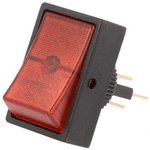 R13-207B-01-BR, ROCKER; SPST; Pos: 2; ON-OFF; 30A/12VDC; red; neon lamp; 50m?