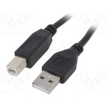 CCP-USB2-AMBM-10, Кабель; USB 2.0; вилка USB A,вилка USB B; позолота; 3м; черный