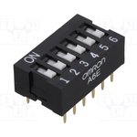 A6E-6101-N, Переключатель DIP-SWITCH, Кол-во секций 6, ON-OFF, 0,025A/24VDC