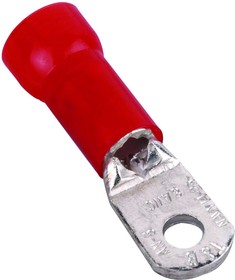 RD8-14, TERMINAL, RING TONGUE, 1/4IN, CRIMP, RED
