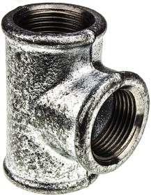 Фото 1/3 770130206, Galvanised Malleable Iron Fitting Tee, Female BSPP 1in to Female BSPP 1in to Female BSPP 1in
