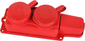 Фото 1/2 Volsten Sb1-M2Z Red, колодка каучоковая штепсельная IP44 2 мест Красная с землей (Модель РП 16-232)