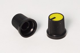 Фото 1/3 Ручка, внутренний диаметр d6,0, 9 зубцов, размер 15x15, пластик, черный/желтый, RR4852-Y