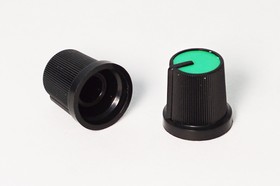 Фото 1/3 Ручка, внутренний диаметр d6,0, 9 зубцов, размер 15x15, пластик, черный/зеленый, RR4852-G