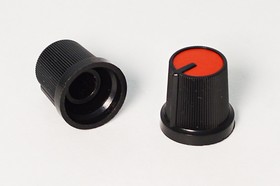 Фото 1/3 Ручка, внутренний диаметр d6,0, 9 зубцов, размер 15x15, пластик, черный/красный, RR4852-R