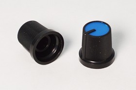 Фото 1/3 Ручка, внутренний диаметр d6,0, 9 зубцов, размер 15x15, пластик, черный/синий, RR4852-B