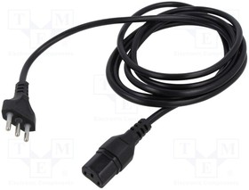 C181*150, Cable; CEI 23-50 (L) plug,IEC C13 female; PVC; 1.5m; black; 6A