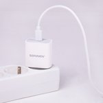 Зарядное устройство быстрое сетевое (220 В) SONNEN, Type-C PD 20 Вт, 3 A, белое ...