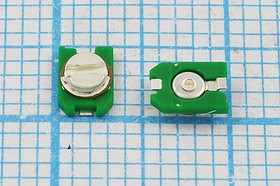 Конденcатор подстроечный, диапазон перестройки 6,5~30,0пФ, напряжение 100 В, исполнение SMD, +85C, CVS330A, зеленый