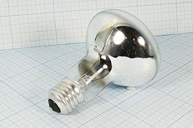 Фото 1/3 Лампа накаливания, напряжение 220 В, цоколь E27, мощность 60 Вт, 80x110, грибок прозрачный, зеркльная, O322 759