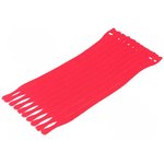 130-00014, Hook and Loop Cable Tie 200 x 12.5mm Polyamide 6.6 / Polypropylene Red