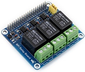 Фото 1/2 RPi Relay Board, Релейный модуль для Raspberry Pi (3 реле для коммутации 250VAC/5A, 30VDC/5A)
