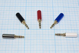 Фото 1/2 Штекер Audio Jack стерео 3.5мм, на кабель, синий металлический корпус; №11347L штек 3,5стерео\3C[Au] \каб/d3,5мм\мет хвост[короткий]