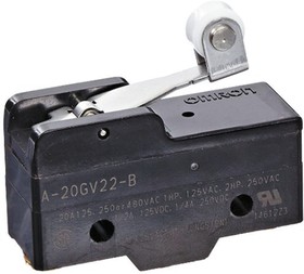 Фото 1/2 A-20GV22-B, Basic / Snap Action Switches 20A Switch Short Hinge Roller Lever
