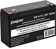 Фото 1/4 Exegate EX282955RUS Аккумуляторная батарея HR 6-12 (6V 12Ah, клеммы F1)