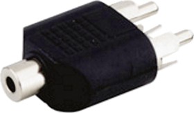 Фото 1/2 Phono/RCA audio adapter, 2 x Cinchstecker, 1 x 3,5 mm-Klinkenkupplung, stereo, gerade