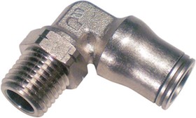 3609 04 10, LF3600 Series Elbow Threaded Adaptor, R 1/8 Male to Push In 4 mm, Threaded-to-Tube Connection Style
