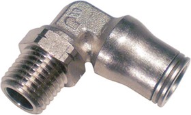 3609 06 10, LF3600 Series Elbow Threaded Adaptor, R 1/8 Male to Push In 6 mm, Threaded-to-Tube Connection Style