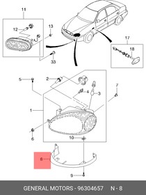 96304657, Подфарная планка прав.