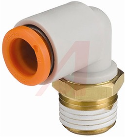 KQ2L07-35A, KQ2 Series Elbow Threaded Adaptor, NPT 1/4 Male to Push In 1/4 in, Threaded-to-Tube Connection Style