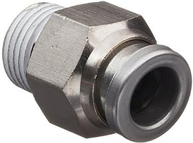 KQB2H07-N01S, KQB2 Series Threaded-to-Tube, NPT 1/8 to Push In 1/4 in, Threaded-to-Tube Connection Style