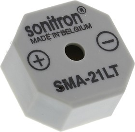 Фото 1/3 SMA-21LT-P15, 90dB Through Hole Continuous Internal Buzzer, 21 x 21 x 9.5mm, 1.5V dc Min, 15V dc Max