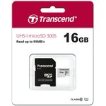TS16GUSD300S-A, Флеш карта microSD 16GB Transcend microSDHC Class 10 UHS-1 U1 ...