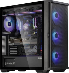 Фото 1/10 Корпус Zalman Z10 PLUS Black Mid Tower (ATX/mATX/Mini-ITX, без БП, Plastic, Steel, Tempered Glass, Front:3x140mm (ARGB)