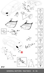 96673825, Отражатель, панель заднего бампера, л/с