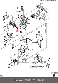 25191263, Ролик ГРМ Daewoo Nexia DOHC, Chevrolet Aveo 06-, Lacetti 04-, Cruze 09- направляющий Daewoo