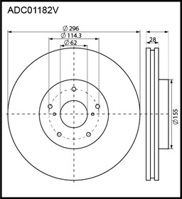 ADC01182V, Диск тормозной | перед |