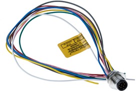 Фото 1/3 1200845096, Straight Male 8 way M12 to Unterminated Sensor Actuator Cable, 300mm