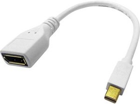 12.03.3163, Video Adapter, Mini DisplayPort Plug - DisplayPort Socket, 3840 x 2160, White