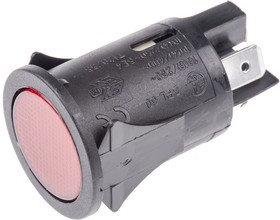 Фото 1/3 SP6028C1G0000, Illuminated Push Button Switch, Latching, Panel Mount, 25mm Cutout, DPST, Red LED