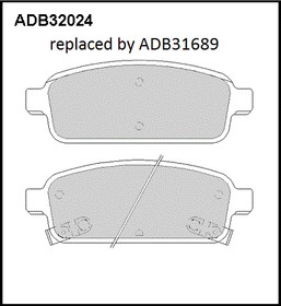 ADB32024, Колодки тормозные CHEVROLET Cruze (09-),Orlando (10-) задние (4шт.) ALLIED NIPPON