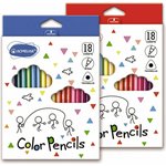 Набор цветных трехгранных карандашей 18цв. в картонном футляре 9402-18