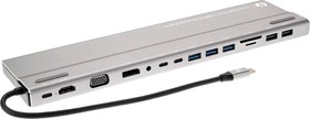 Фото 1/10 Док-станция VCOM USB 3.1 Type C M/3 x USB 3.0 F/HDMI F/VGA F/DisplayPort F/2 x USB 2.0 F/2 x USB 3.1 F/RJ45/TF F/SD F (CU4703), Адаптер