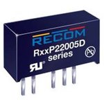 R12P22005D, Isolated DC/DC Converters - Through Hole 2W 12Vin +20/-5Vout 50/-200mA