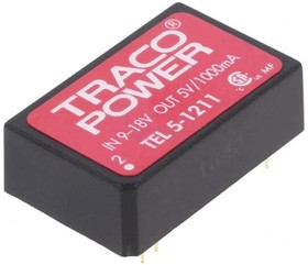Фото 1/5 TEL 5-1211, Isolated DC/DC Converters - Through Hole Product Type: DC/DC; Package Style: DIP-24; Output Power (W): 5; Input Voltage: 9-18 VD