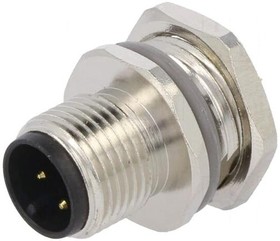 Фото 1/3 T4132012041-000, Circular Metric Connectors M12,FRONT MOUNT,MALE A,4P,SOLDER WIRE