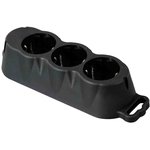 РА16-001 Розетка на 3 гнезда переносная с заземлением, материал-каучук 250В 16А (до 4кВт) IP20, шт