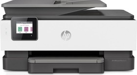 Фото 1/10 МФУ струйный HP OfficeJet 8023 (1KR64B), принтер/сканер/копир, A4 Duplex WiFi USB RJ-45 черный/белый