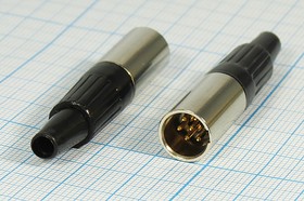 Фото 1/2 Разъем микрофонный miniXLR вилка, контакты 6P, монтаж на кабель, B8.5, MC980-6P