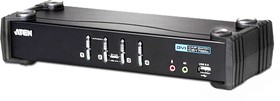 Фото 1/6 CS1764A, 4 Port USB DVI KVM Switch, 3.5 mm Stereo 1920 x 1200 Maximum Resolution