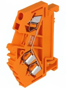 Фото 1/3 3-wire feed-through terminal, spring-clamp connection, 0.08-2.5 mm², 1 pole, 24 A, 8 kV, orange, 280-654