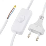 Провод с евроштекером и выключателем белый 2м H 03 VV-F 2x0,5 мм 28569 4