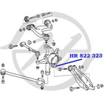 HR822323, Сайлентблок цапфы задней подвески, задний, плавающий