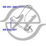 HR891308, Сайлентблок нижнего рычага передней подвески, задний